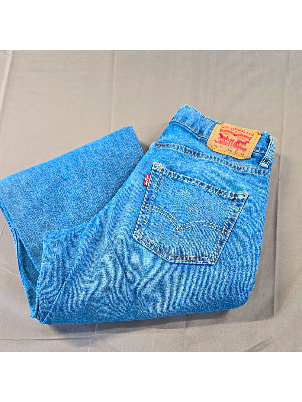 Levi's 565 Loose Straight Blue Denim Stretch Boys Jeans 14 W27xL29